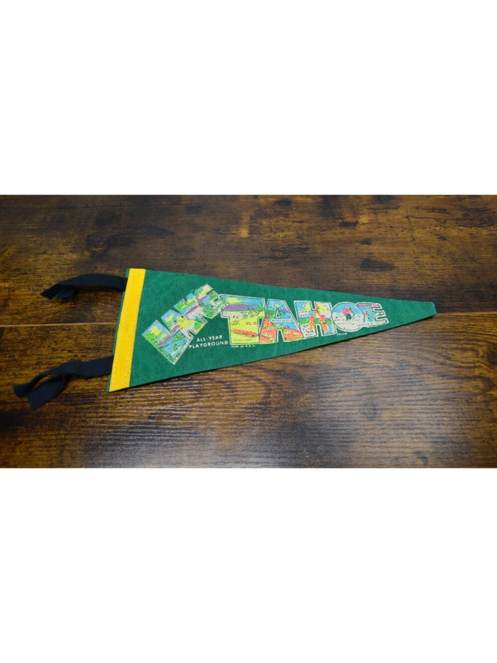 Vintage Lake Tahoe Pennant Flag With Colorful Graphics 12 inches